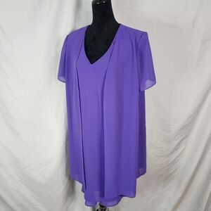 Vintage 90s! POSITIVE ATTITUDE Size 18P Purple Layered Chiffon Line Sheath Dress